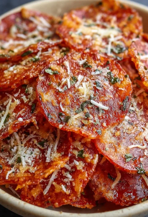 Air Fryer Pepperoni Pizza Chips