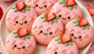 Kawaii Strawberry Cookies
