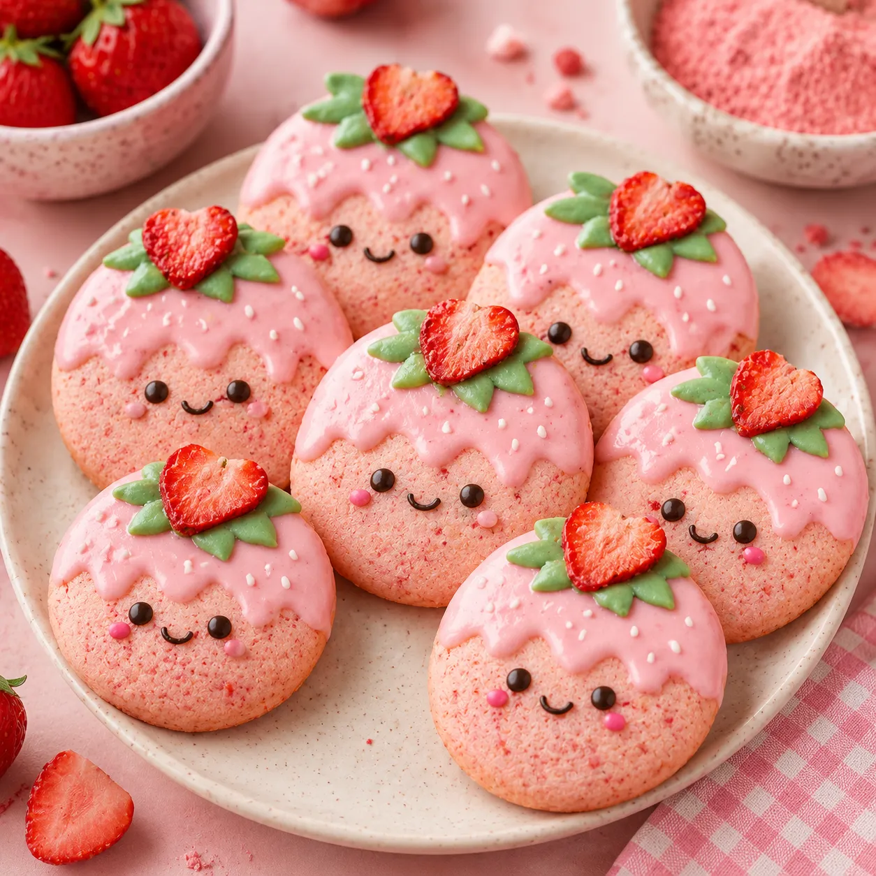 Kawaii Strawberry Cookies – Whimsy Baking & Desserts