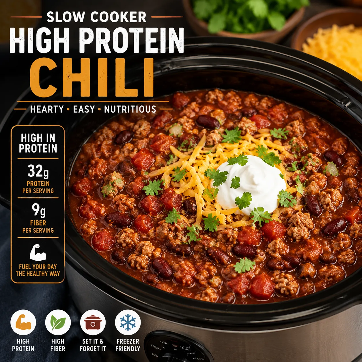 Slow Cooker High Protein Chili