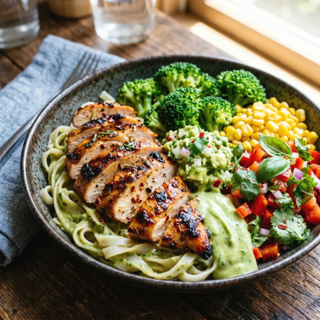 Chicken Veggie Pasta Bowl with Creamy Mustard Sauce - Chicken Veggie Pasta Bowl with Creamy Mustard Sauce