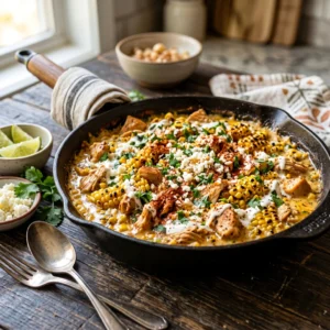 Creamy Street Corn Chicken Skillet (One-Pan Elote Chicken)