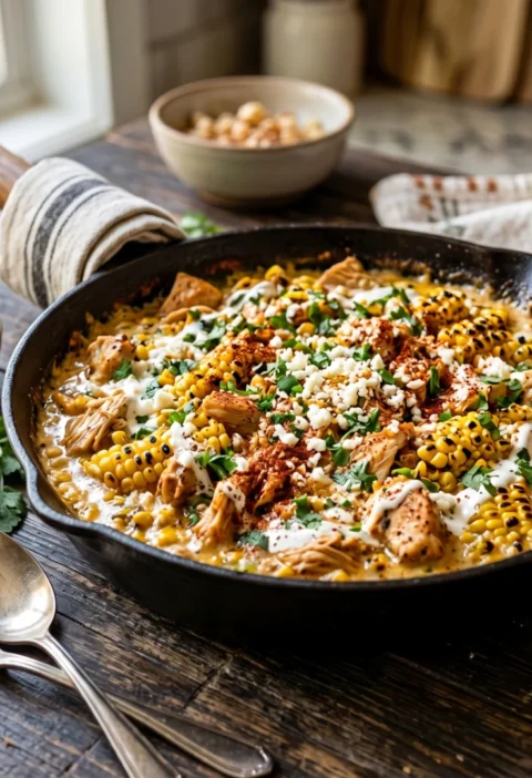 Creamy Street Corn Chicken Skillet