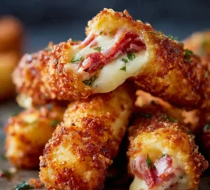 Crispy Baked Ham & Cheese Mozzarella Sticks & Perfect Snack