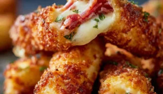 Crispy Baked Ham & Cheese Mozzarella Sticks