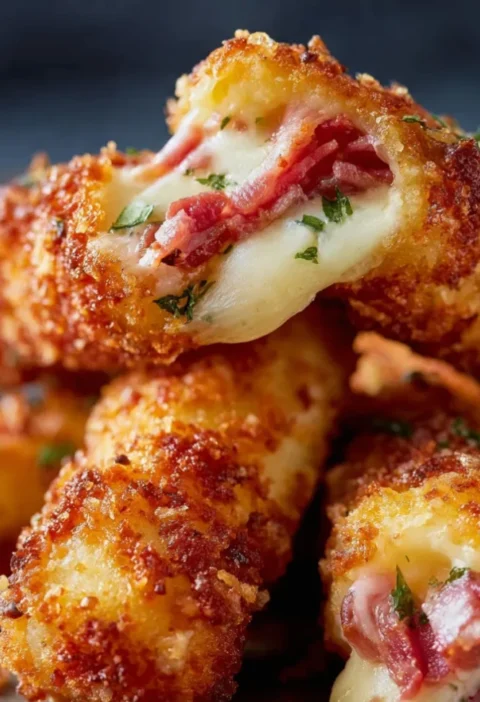 Crispy Baked Ham & Cheese Mozzarella Sticks