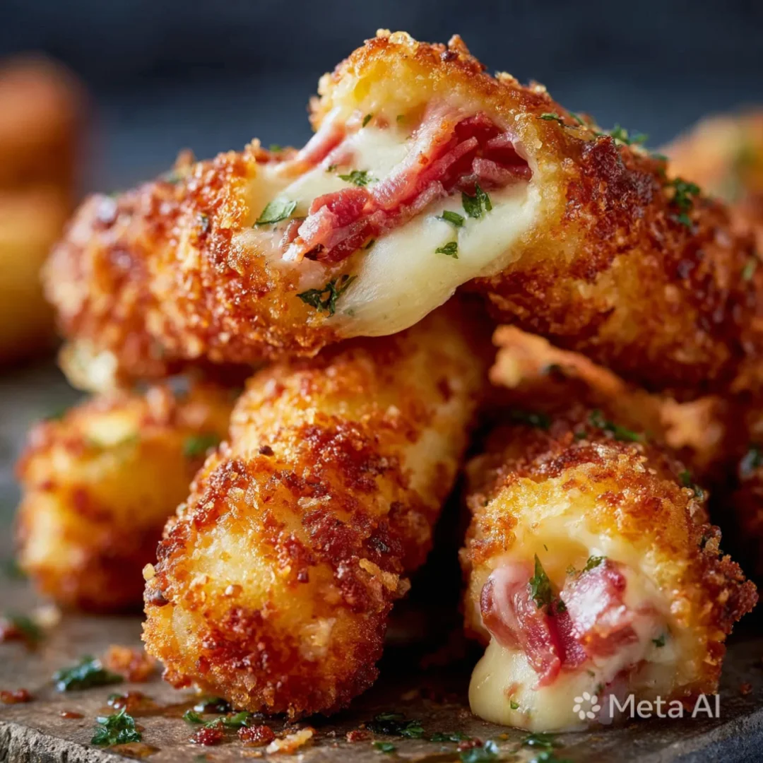 Crispy Baked Ham & Cheese Mozzarella Sticks