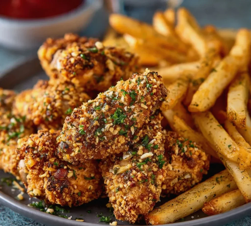 Crispy Garlic Parmesan Wings & Seasoned Fries & Easy and Tasty - Crispy Garlic Parmesan Wings & Seasoned Fries & Easy and Tasty