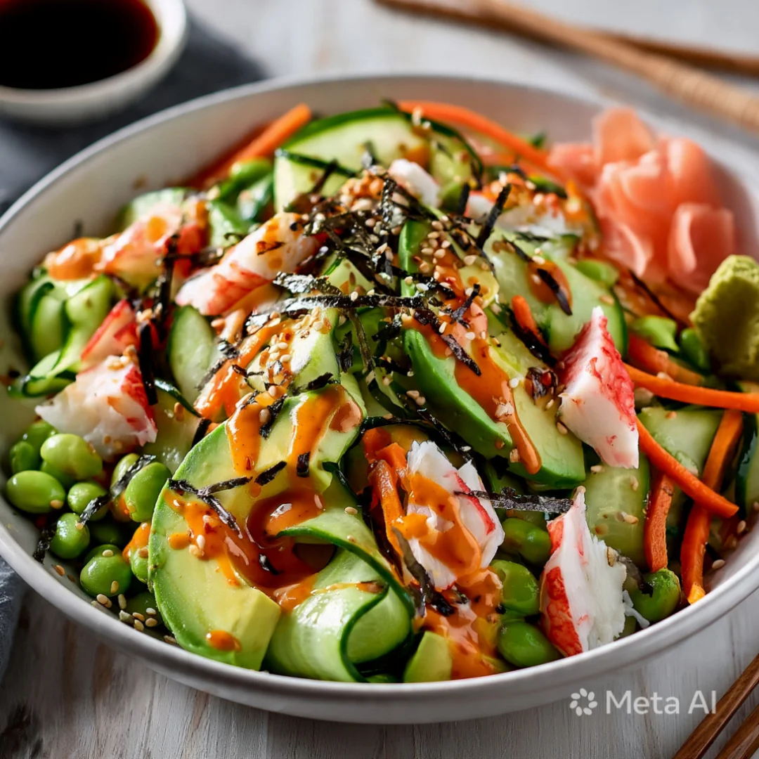 Easy California Roll Cucumber Salad