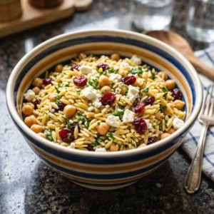 Feta, Ricotta & Cranberry Orzo with Chickpeas and Lemon Vinaigrette