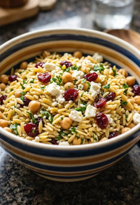 Feta orzo salad