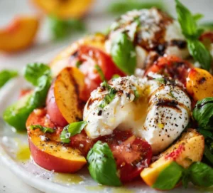 Fresh Burrata Tomato Peach Salad & Easy and Tasty