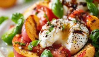 Fresh Burrata Tomato Peach Salad