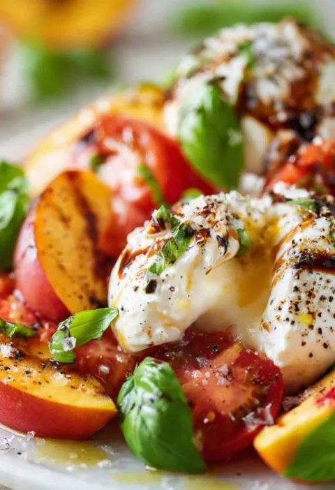 Fresh Burrata Tomato Peach Salad
