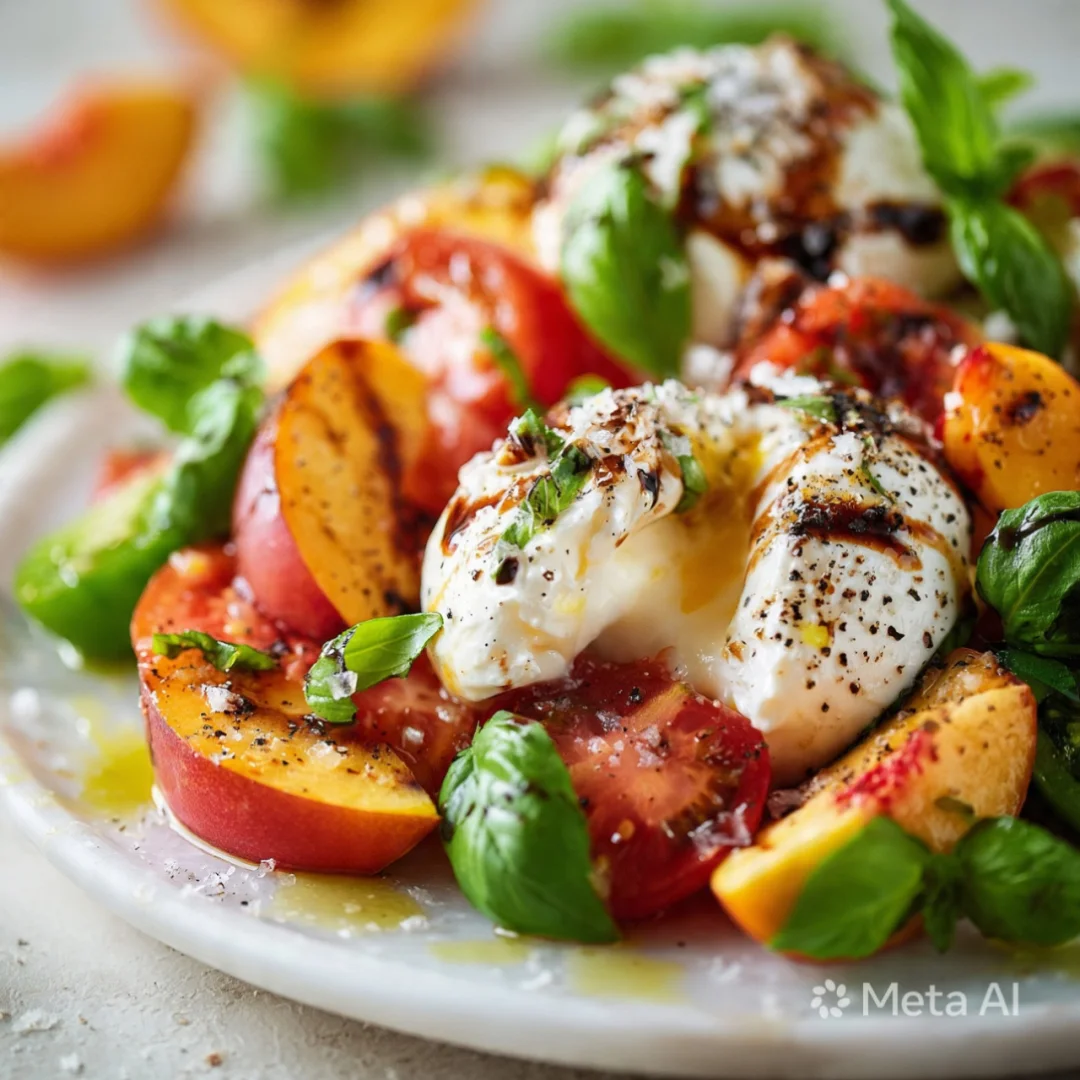 Fresh Burrata Tomato Peach Salad
