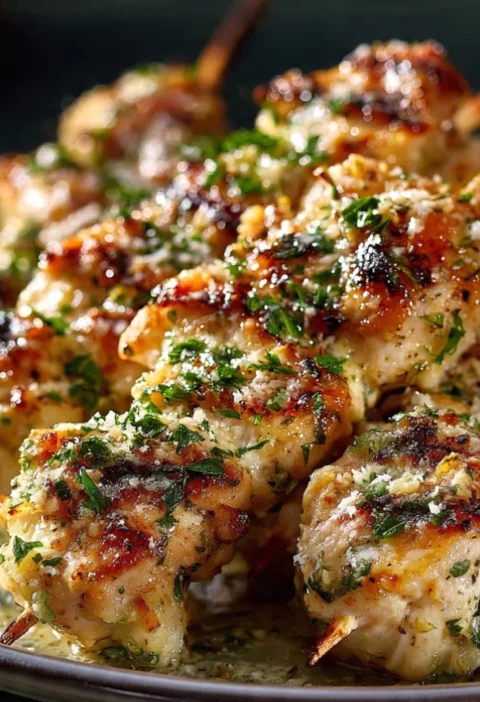 Garlic Parmesan Chicken Skewers