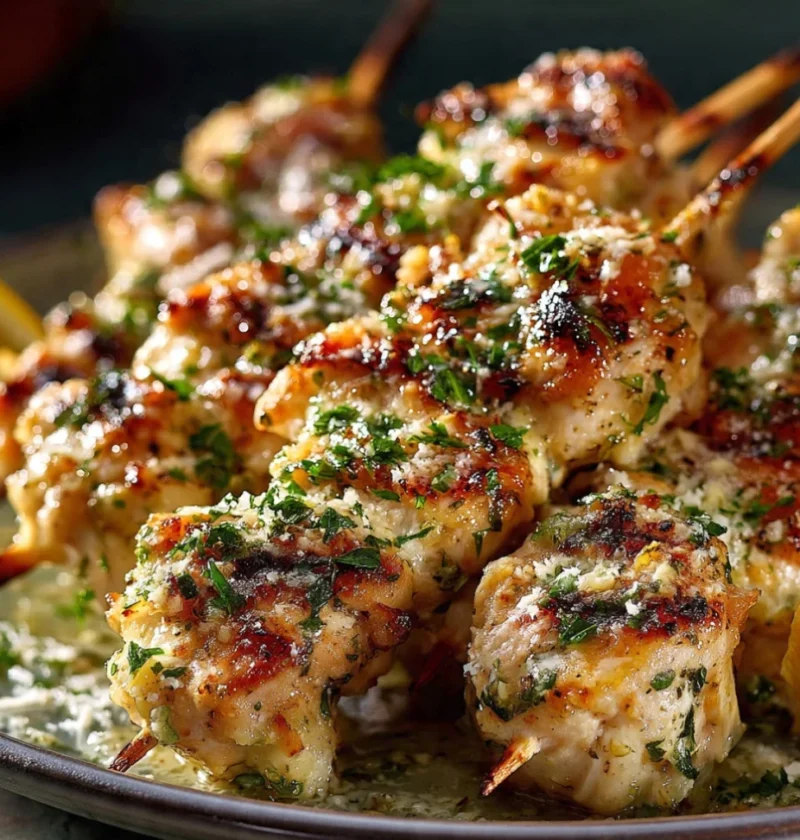 Garlic Parmesan Chicken Skewers