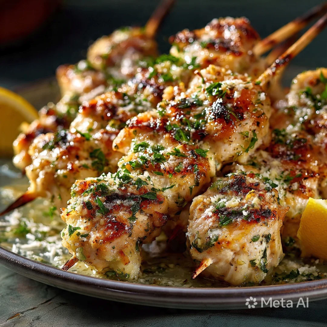 Garlic Parmesan Chicken Skewers