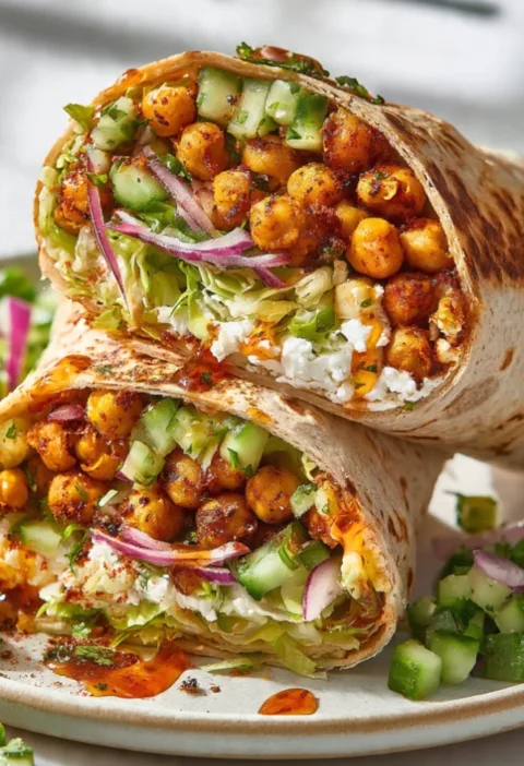 Golden Loaded Chickpea Wraps