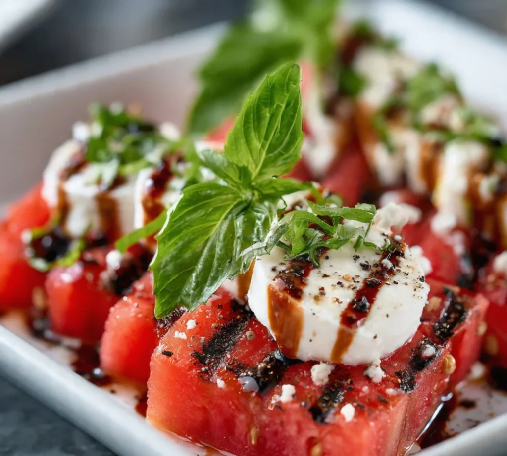 Grilled Caprese Watermelon Salad - Grilled Caprese Watermelon Salad