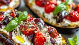 Mediterranean Ricotta Stuffed Eggplant Boats