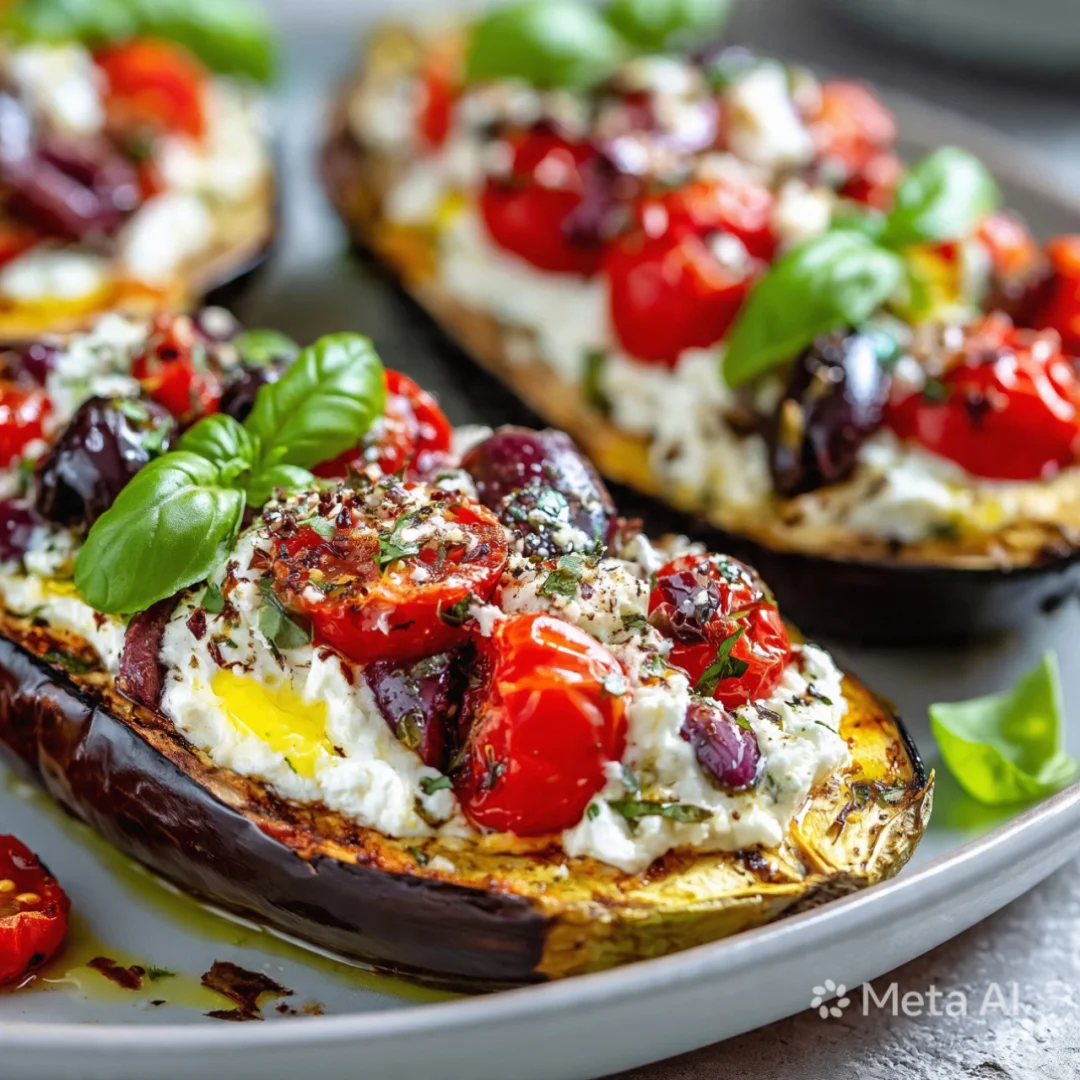 Mediterranean Ricotta St￭ Eggplant Boats