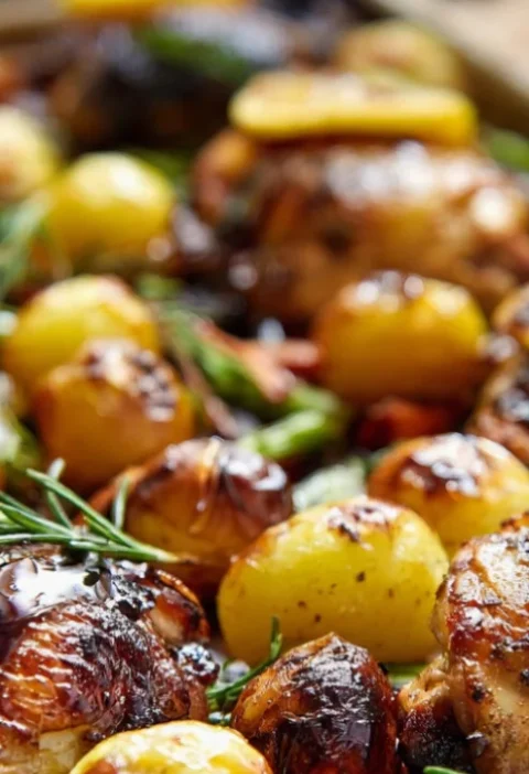 One Pan Lemon Balsamic Chicken and Potatoes - One Pan Lemon Balsamic Chicken and Potatoes