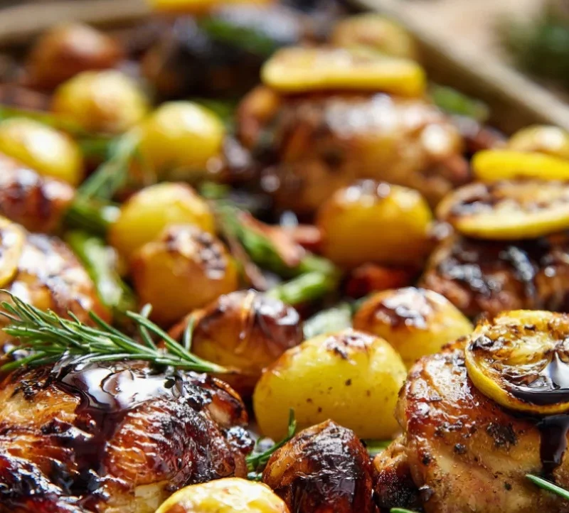 One Pan Lemon Balsamic Chicken and Potatoes - One Pan Lemon Balsamic Chicken and Potatoes