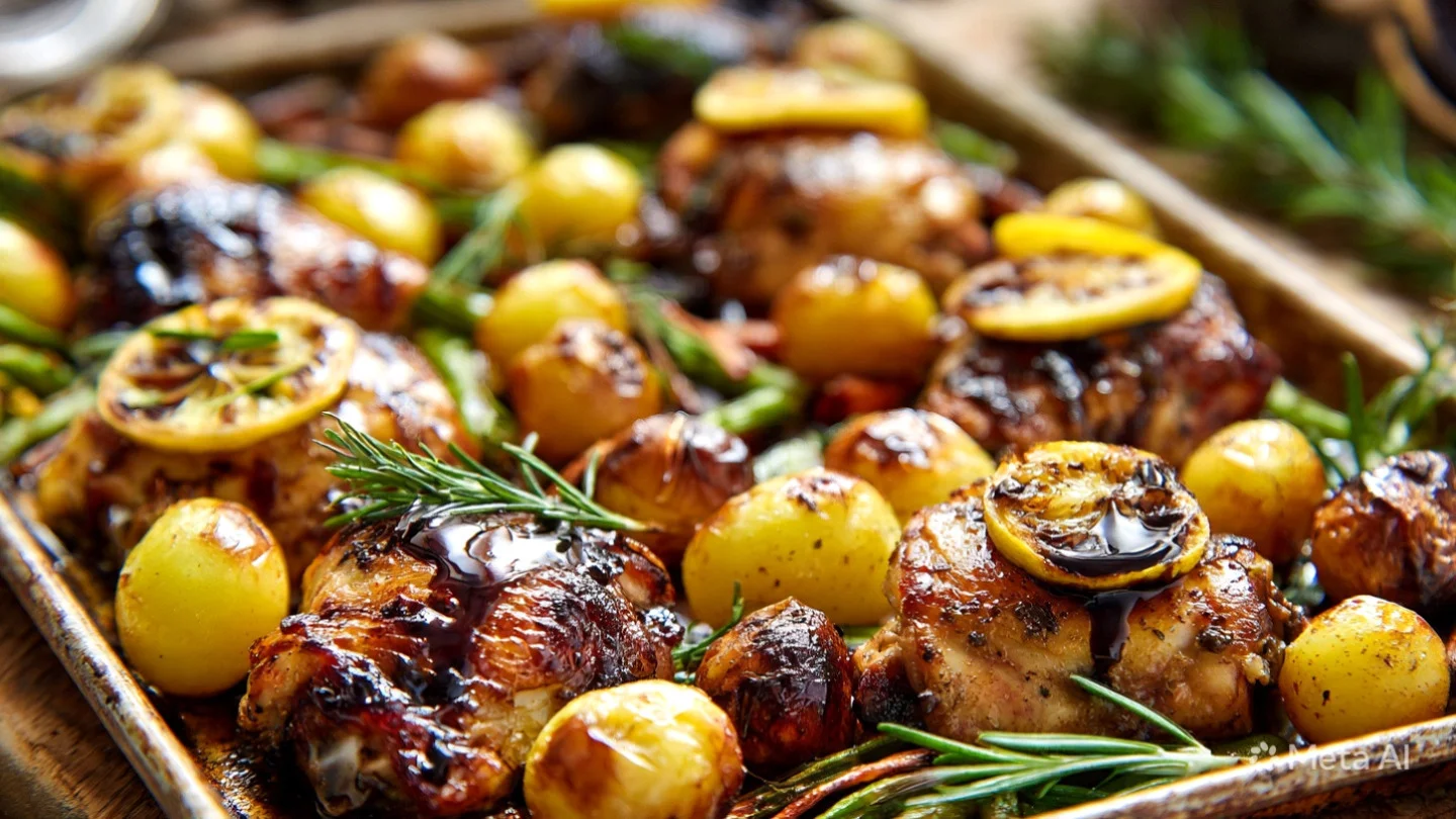 One Pan Lemon Balsamic Chicken and Potatoes