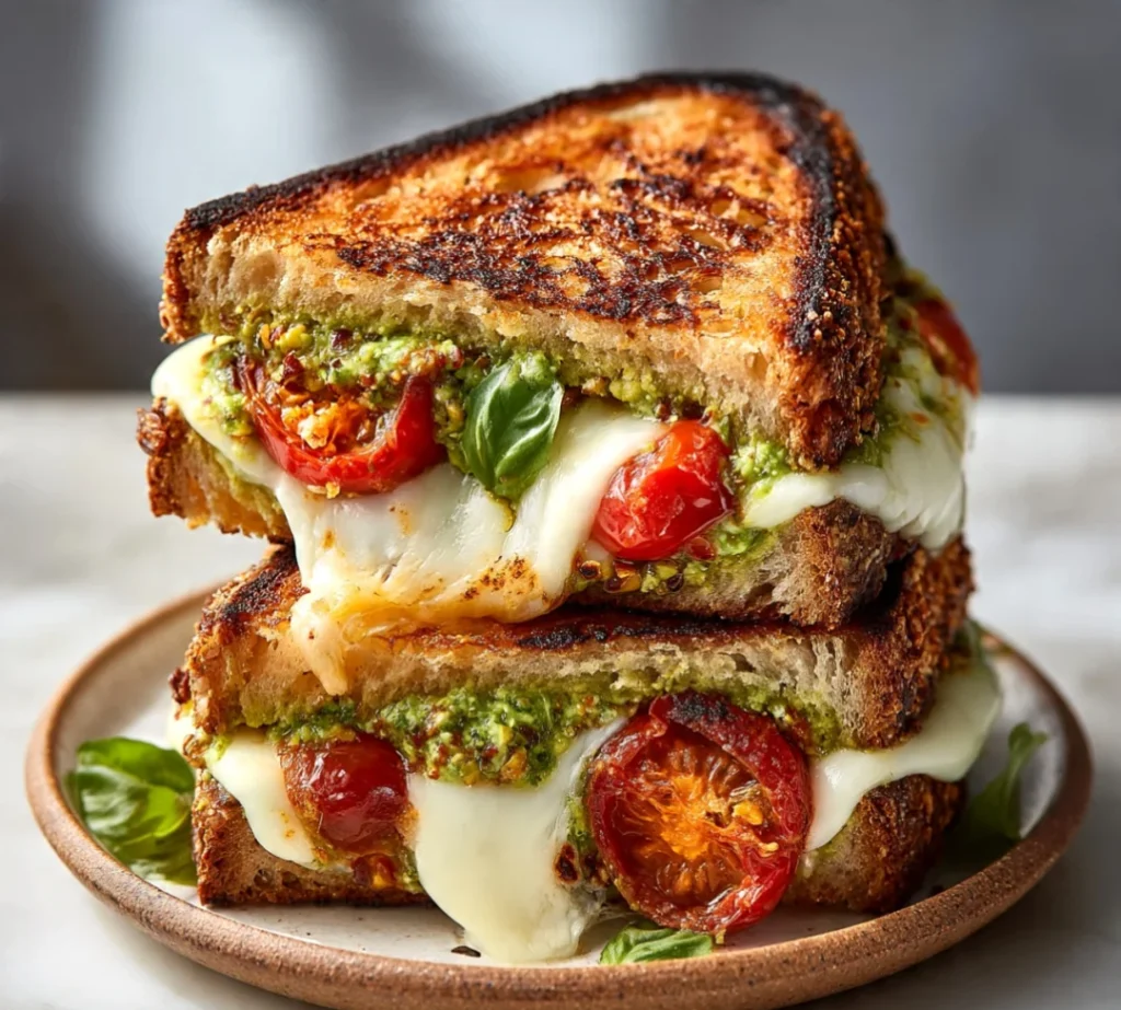 Pistachio Pesto Confit Tomato Grilled Sandwich