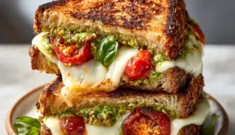 Pistachio Pesto Confit Tomato Grilled Sandwich