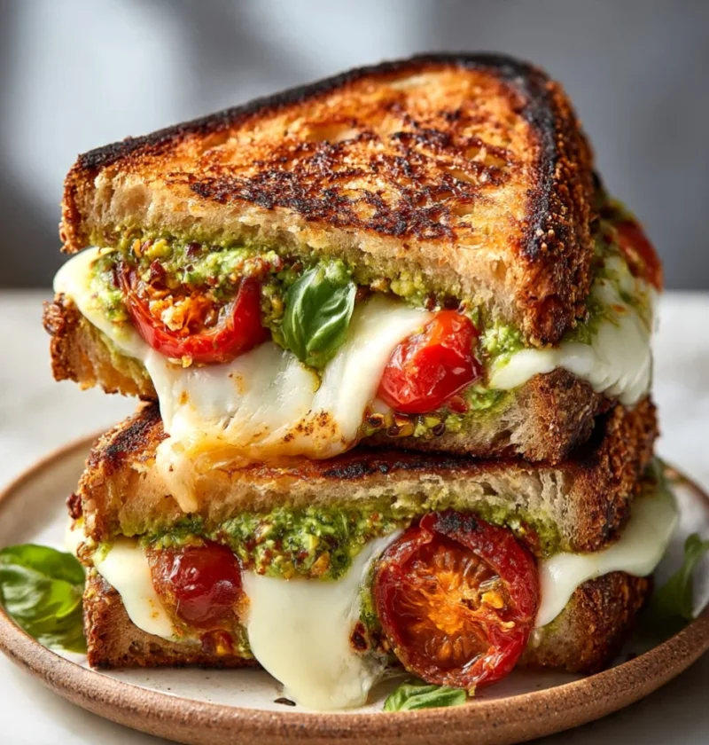 Pistachio Pesto Confit Tomato Grilled Sandwich