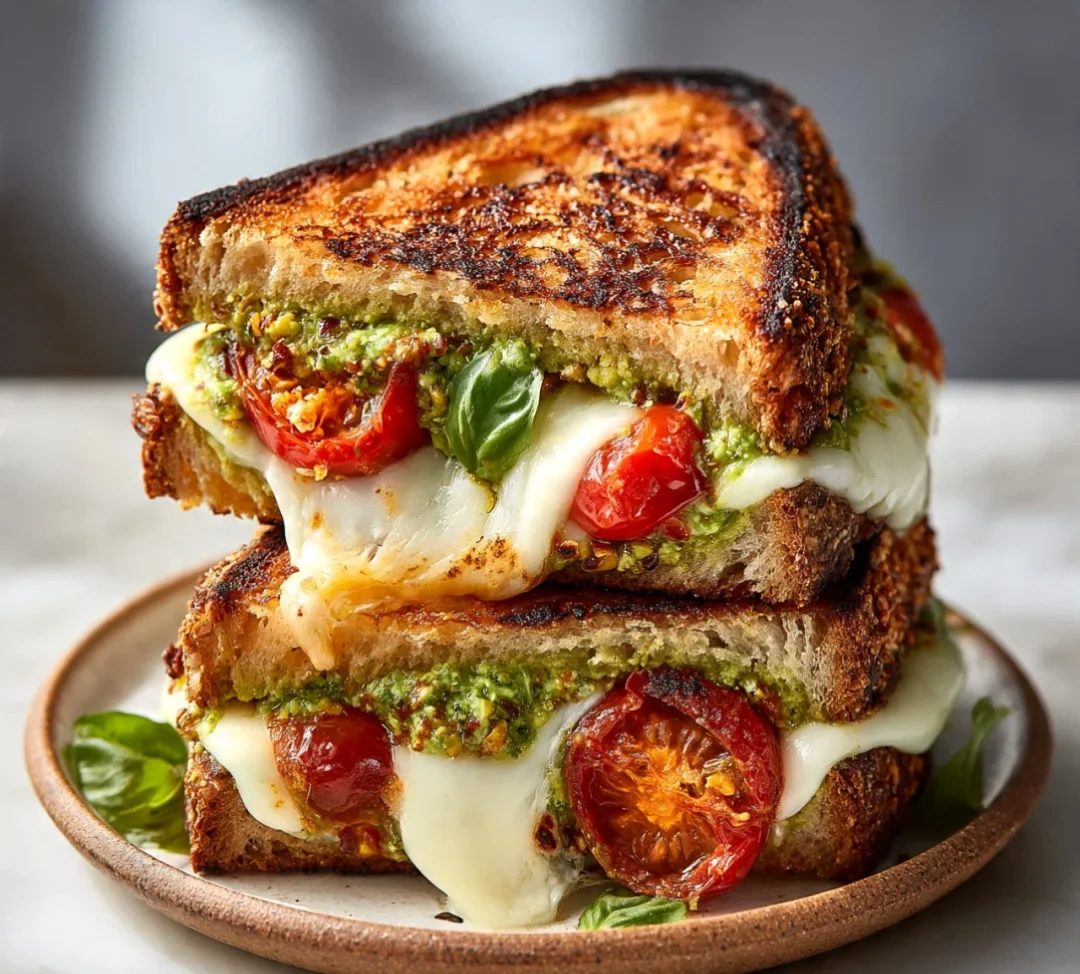 Pistachio, Pesto & Confit Tomato Grilled Sandwich – Easy and Tasty