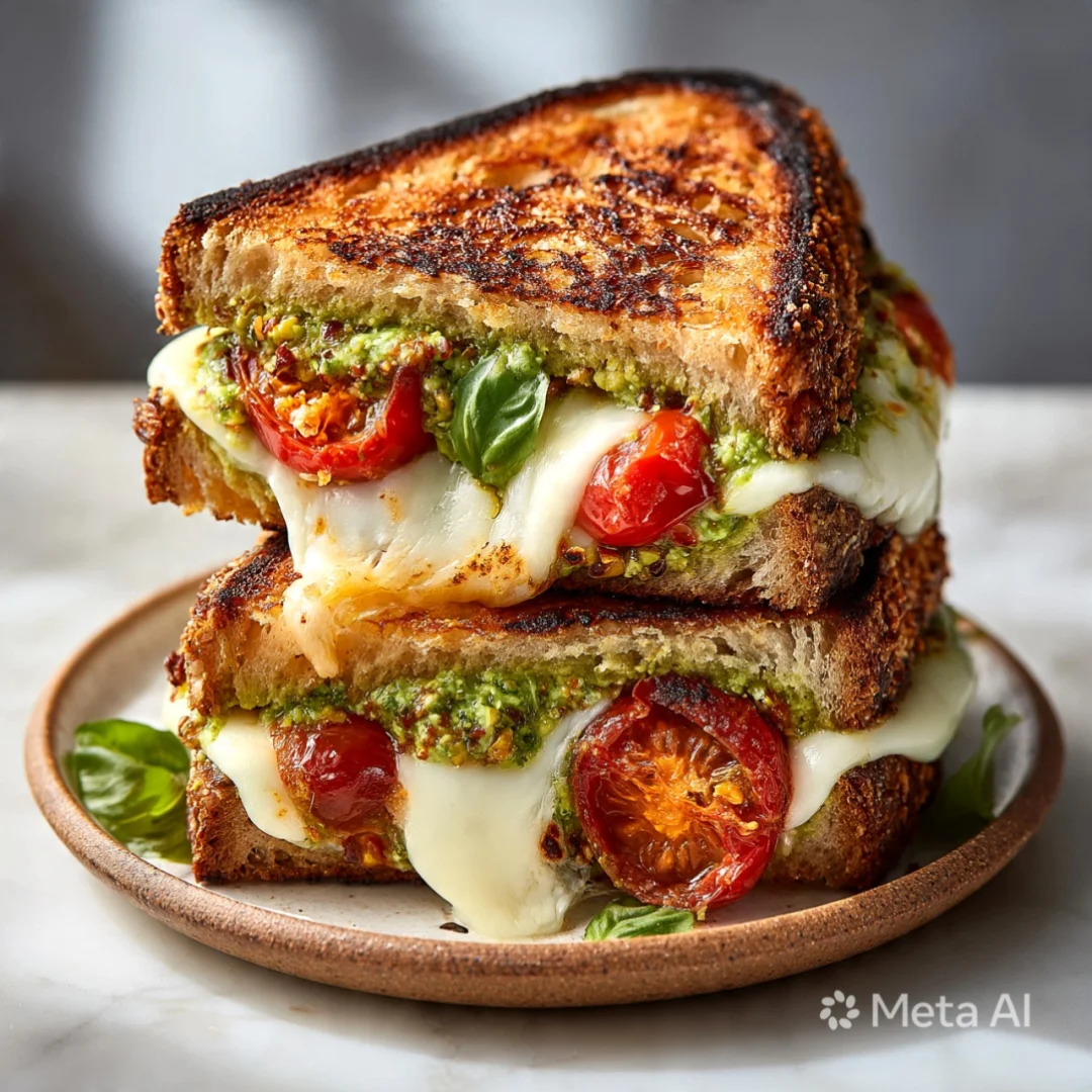 Pistachio Pesto Confit Tomato Grilled Sandwich