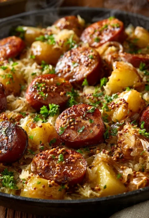 Skillet Kielbasa and Sauerkraut