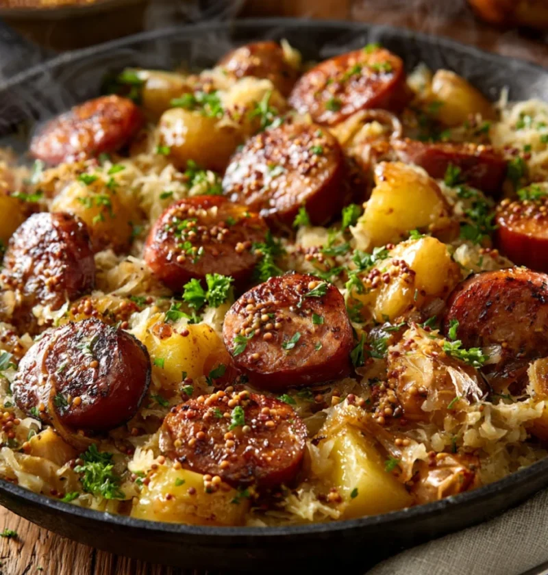 Skillet Kielbasa and Sauerkraut