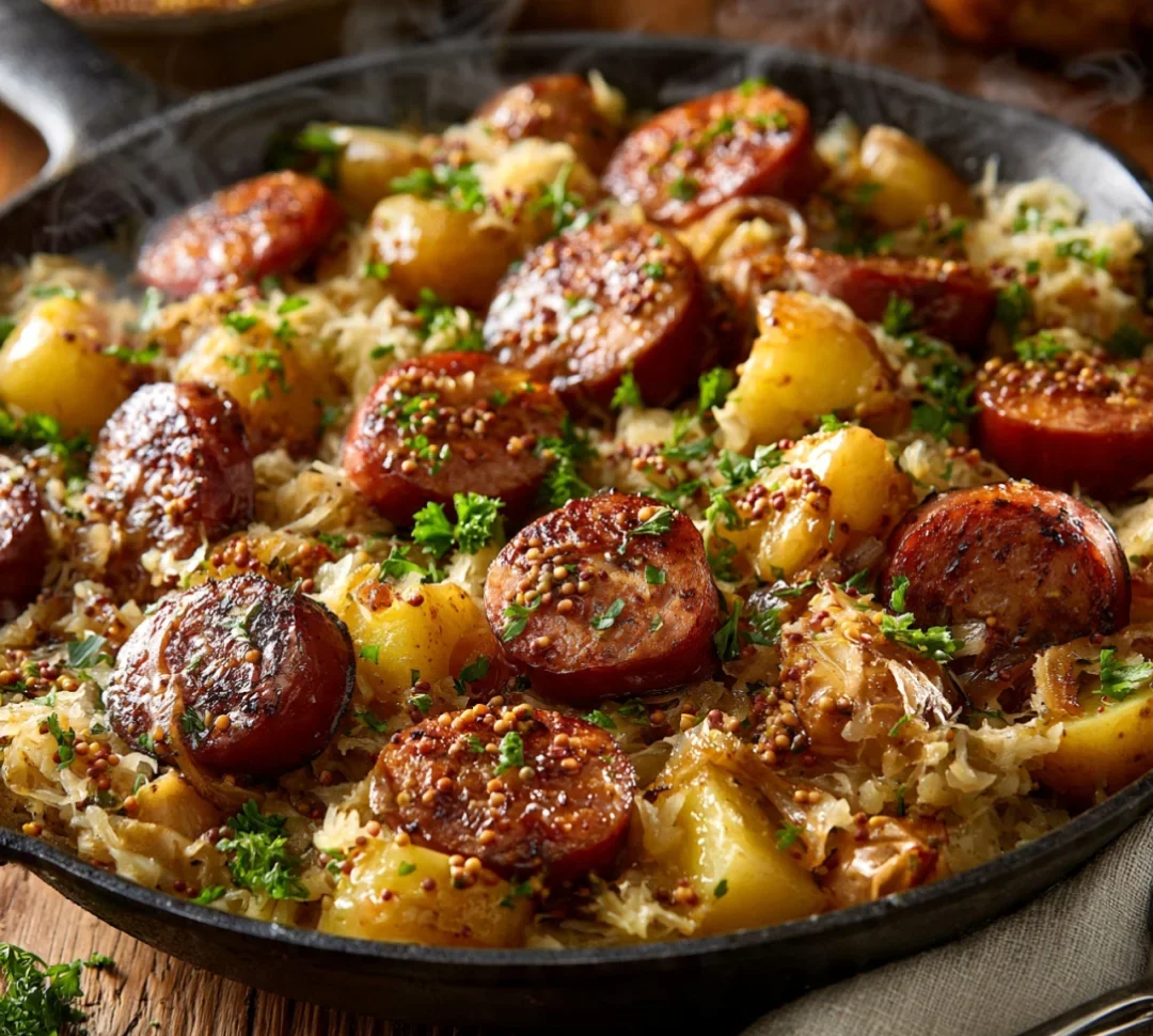 Skillet Kielbasa and Sauerkraut