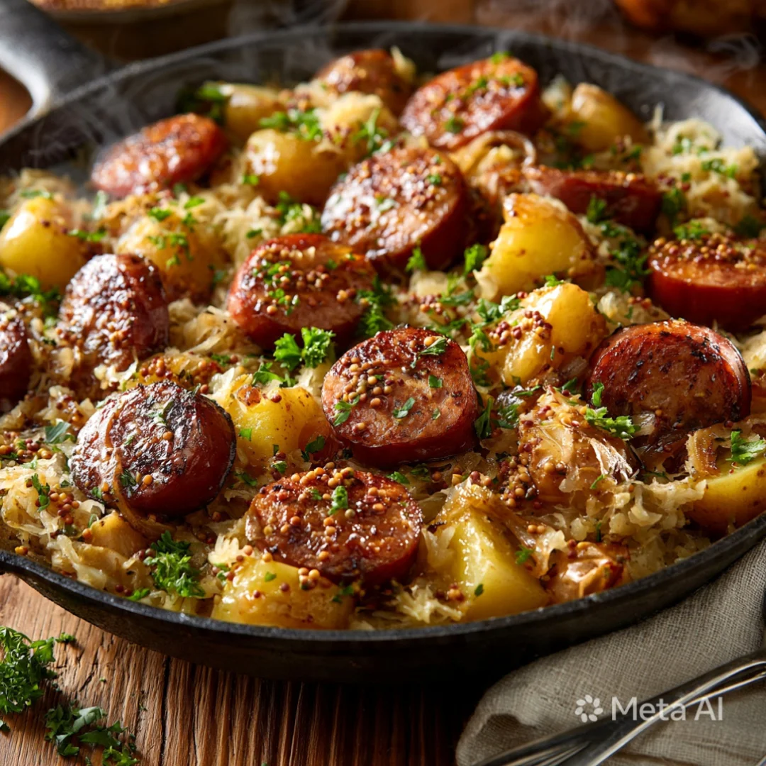 Skillet Kielbasa and Sauerkraut