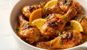 Sticky Orange Garlic Chicken Drumsticks