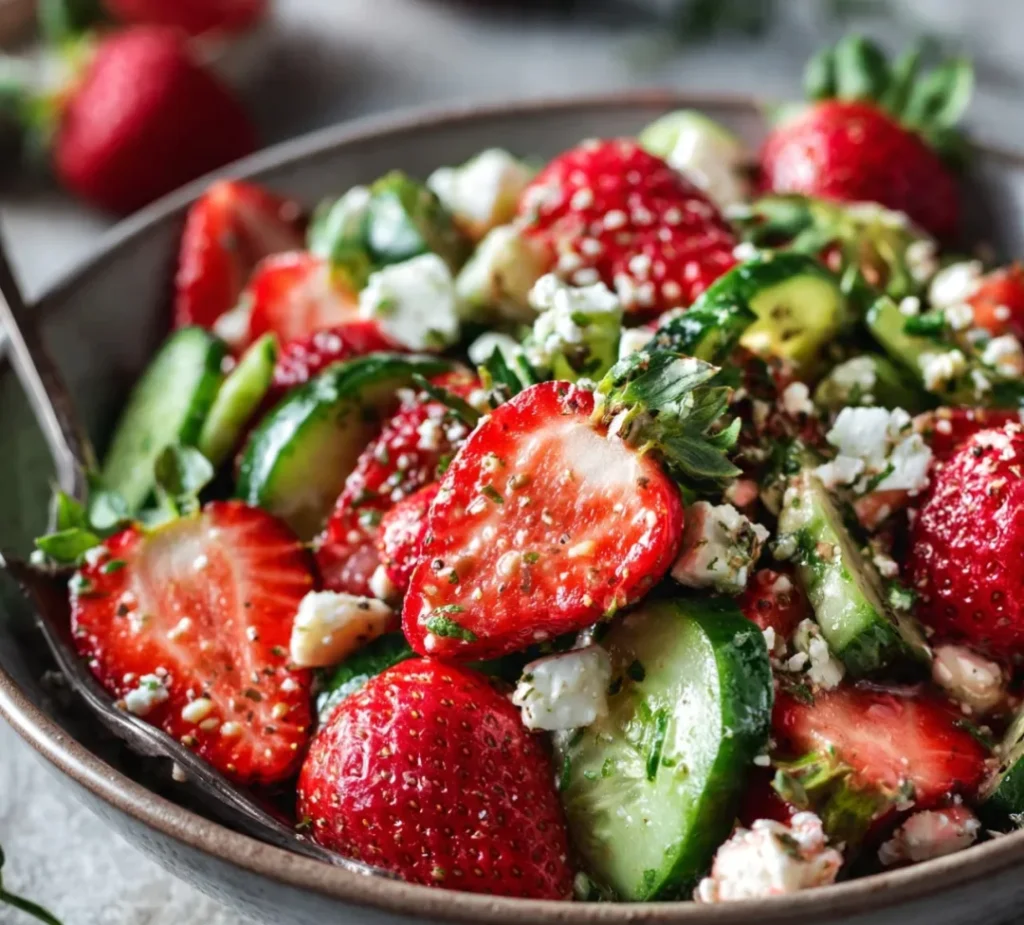 Strawberry Cucumber Feta Salad & Easy and Delighful - Strawberry Cucumber Feta Salad & Easy and Delighful