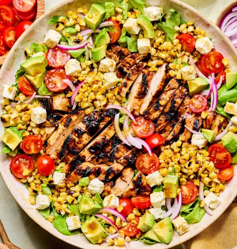 Balsamic Chicken Salad with Grilled Corn and Feta