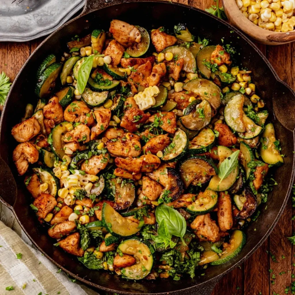 Chicken Zucchini Skillet with Corn - Chicken Zucchini Skillet with Corn