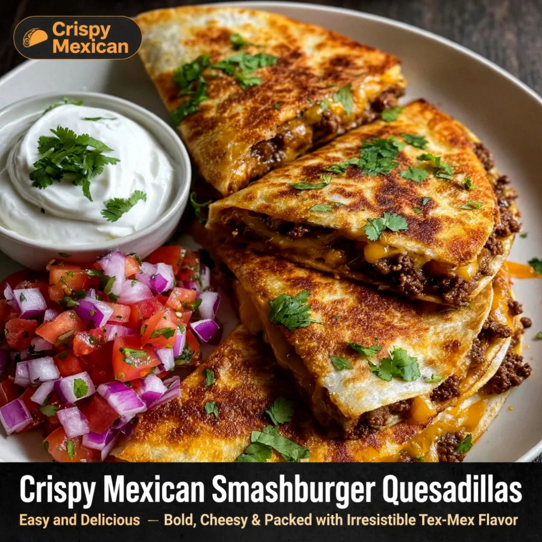 Crispy Mexican Smashburger Quesadillas & Easy and Delicious