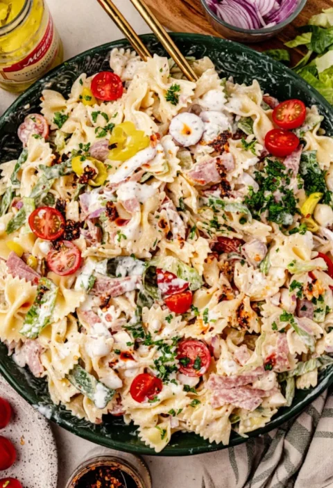 Italian Grinder Pasta Salad with Chili Crisp