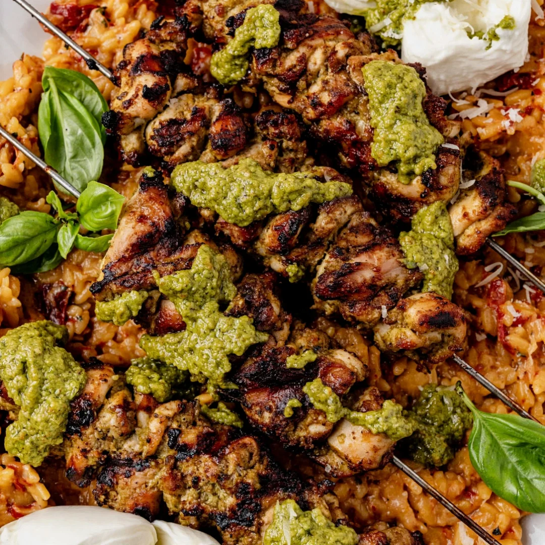 Pesto Grilled Chicken (Skewers That Stay Juicy)