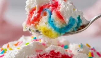 Rainbow Jello Poke Cake