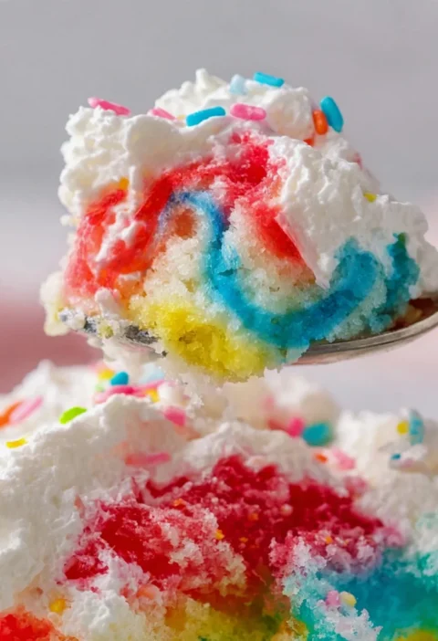 Rainbow Jello Poke Cake