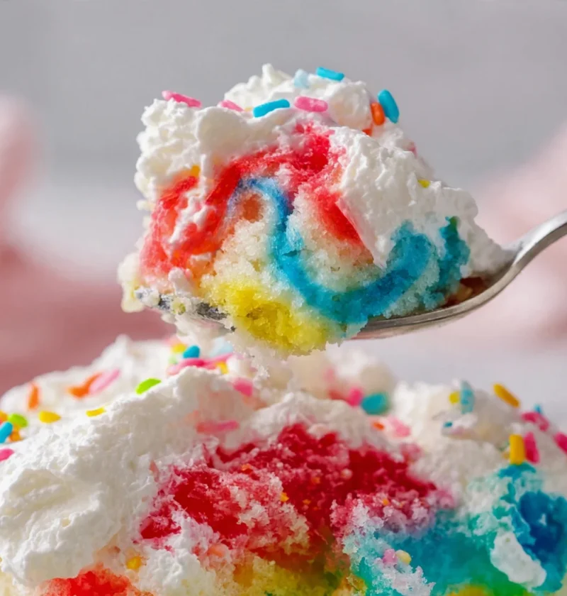 Rainbow Jello Poke Cake