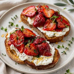 Roasted Strawberry Whipped Ricotta Toast & Tasty and Easy
