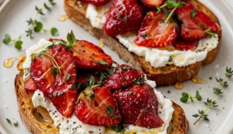 Roasted Strawberry Whipped Ricotta Toast